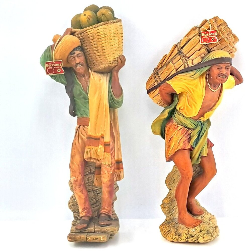 RARE Set Bossons Sherpa & Peon 15" Full Body Figurines w/ Tags-Fred Wright 1966